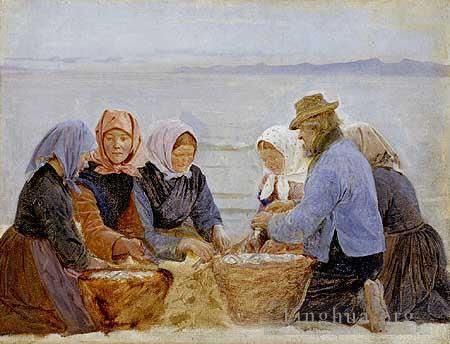 Peder Severin Kroyer Oil Painting - Mujeres y pescadores de Hornbaek21875