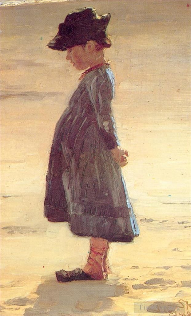 Peder Severin Kroyer Oil Painting - Nina en la playa 1884