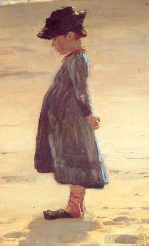 Artist Peder Severin Kroyer's Work - Nina en la playa 1884
