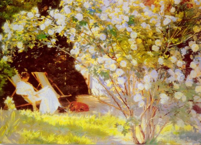 Peder Severin Kroyer Oil Painting - Marie in the Garden (The Roses)