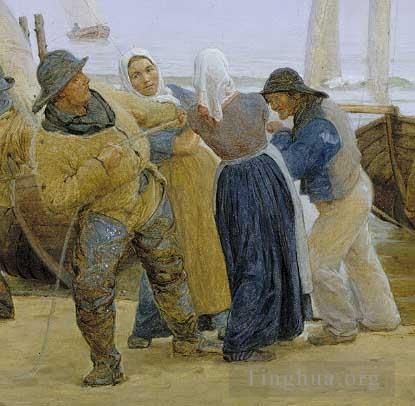 Peder Severin Kroyer Oil Painting - Pescadores de Hornbaek 1875