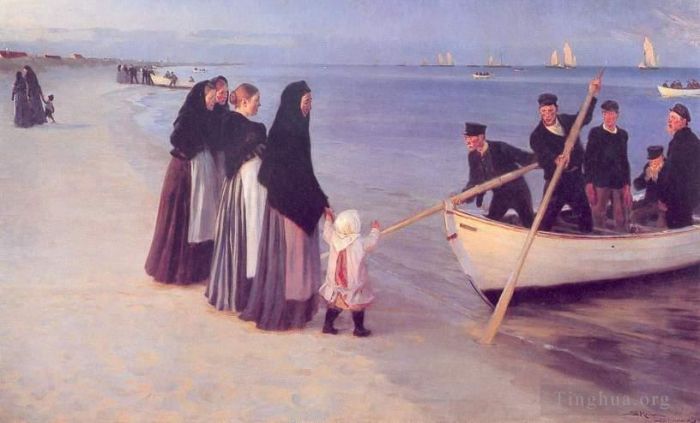 Peder Severin Kroyer Oil Painting - Pescadores en Skagen 1894