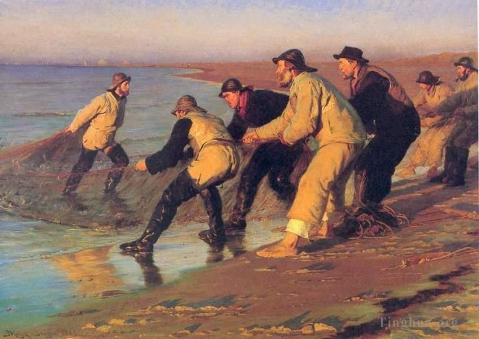 Peder Severin Kroyer Oil Painting - Pescadores en la playa 1883