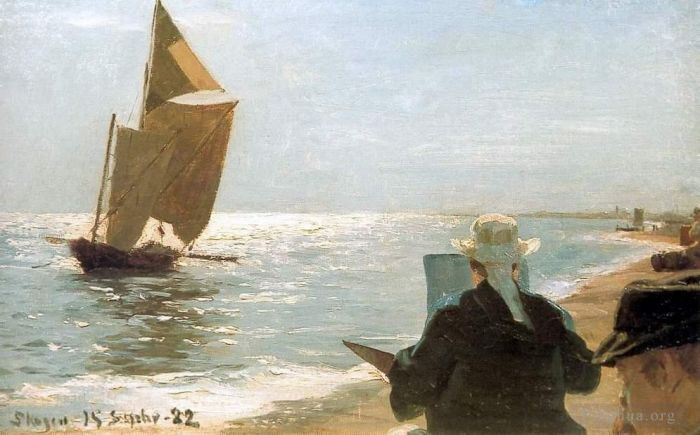 Peder Severin Kroyer Oil Painting - Pintores en la playa 1892