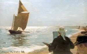 Artist Peder Severin Kroyer's Work - Pintores en la playa 1892