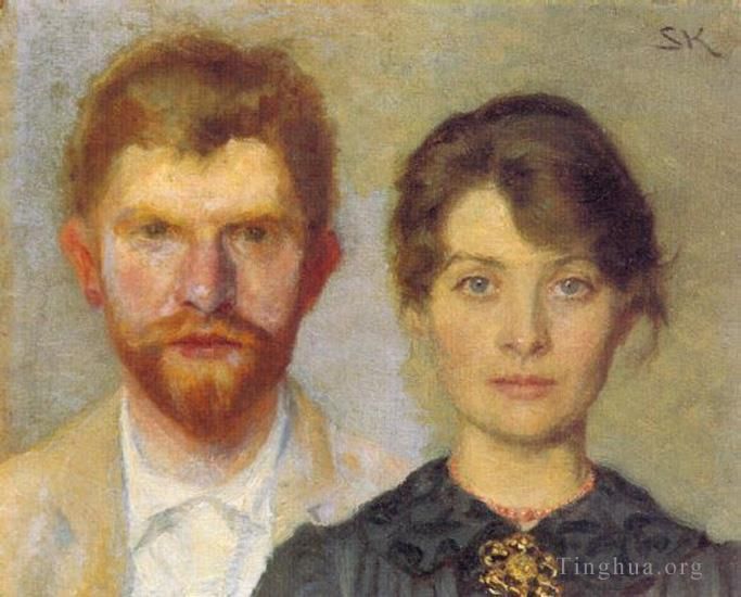 Peder Severin Kroyer Oil Painting - Retrato del matrimonio 1890