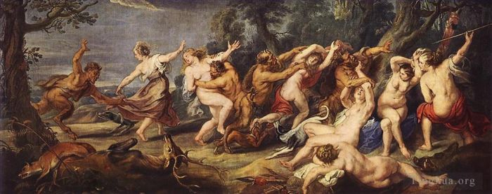 Peter Paul Rubens Oil Painting - Diana and her Nymphs Surprised by the Fauns