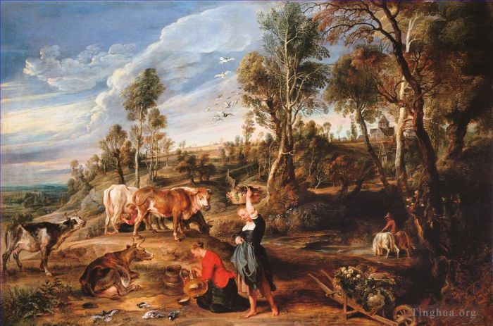 Peter Paul Rubens Oil Painting - Farm at Laken