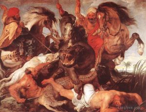 Artist Peter Paul Rubens's Work - Hippopotamus and Crocodile Hunt