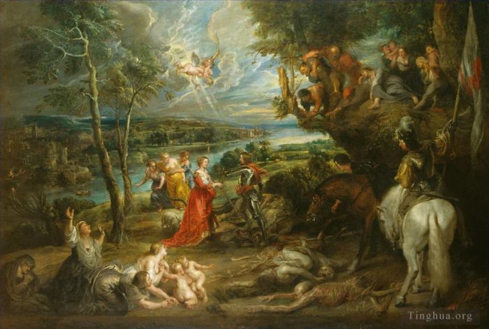 Peter Paul Rubens Oil Painting - Landscape with Saint George and the Dragon