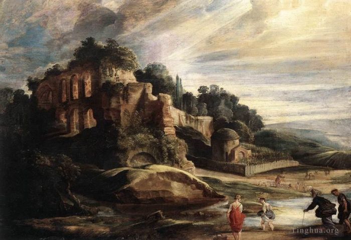 Peter Paul Rubens Oil Painting - Landscape with the Ruins of Mount Palatine in Rome