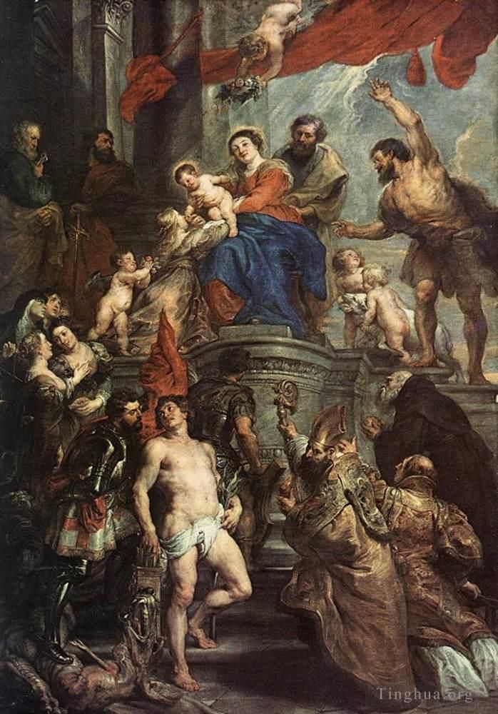 Peter Paul Rubens Oil Painting - Madonna Enthroned with Child and Saints