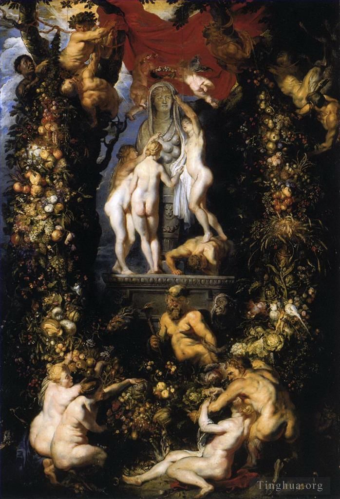 Peter Paul Rubens Oil Painting - Nature Adorning the Three Graces