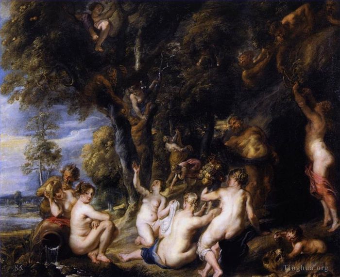 Peter Paul Rubens Oil Painting - Nymphs and Satyrs