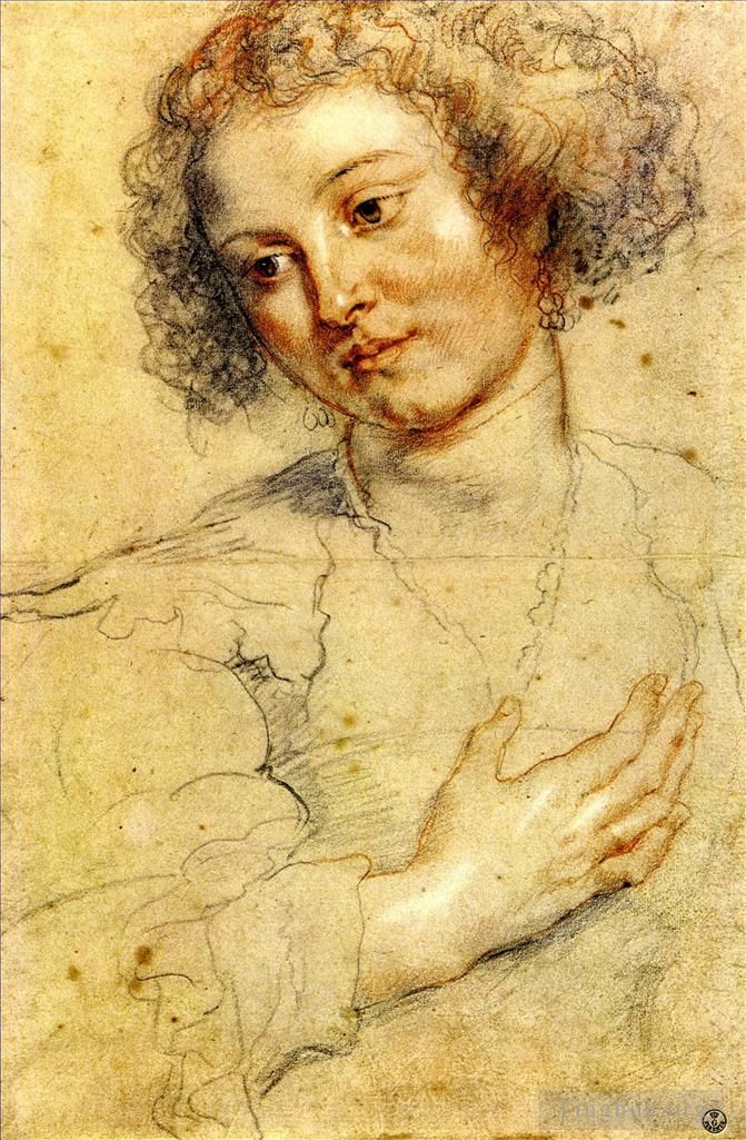 Peter Paul Rubens Oil Painting - Peter Paul Head and right hand of a woman