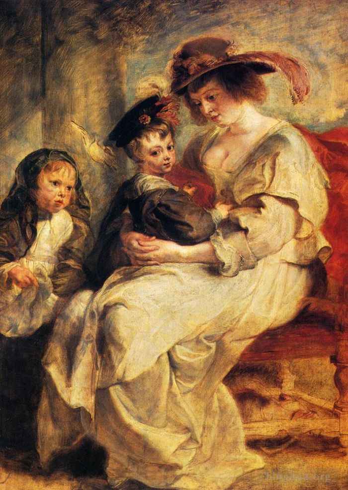 Peter Paul Rubens Oil Painting - Peter Paul Helene Fourment With Two Of Her Children Claire Jeanne And Francois Rubens
