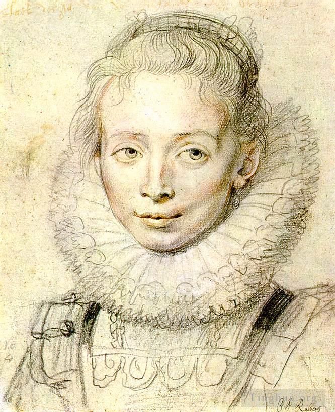 Peter Paul Rubens Oil Painting - Portrait of a Chambermaid Chalk