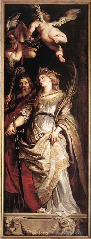 Artist Peter Paul Rubens's Work - Raising of the Cross Sts Eligius and Catherine