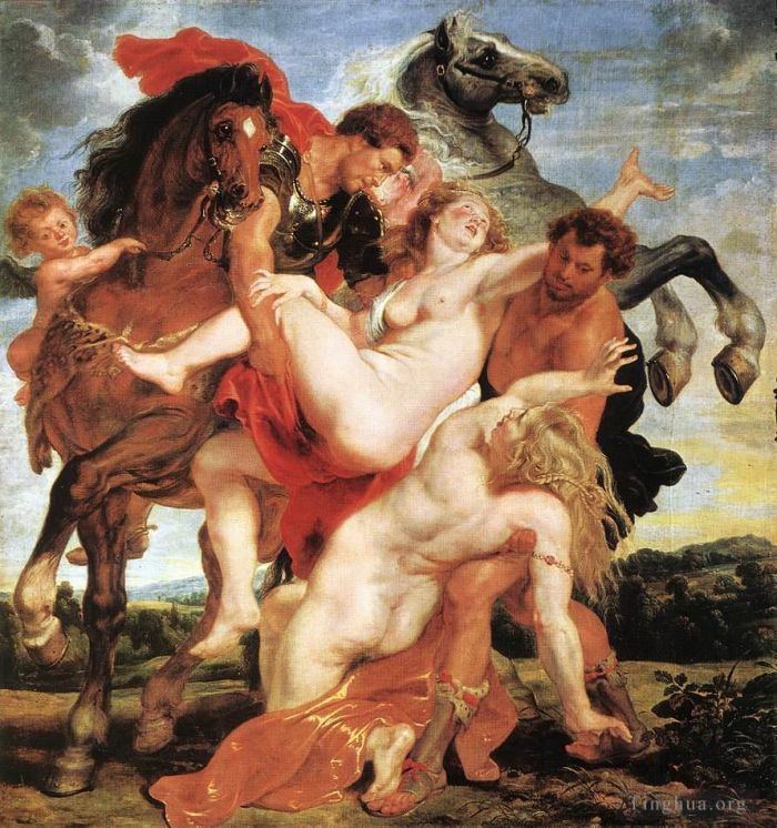 Peter Paul Rubens Oil Painting - Rape of the Daughters of Leucippus