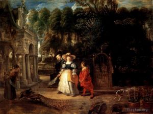 Artist Peter Paul Rubens's Work - Rubens In His Garden With Helena Fourment