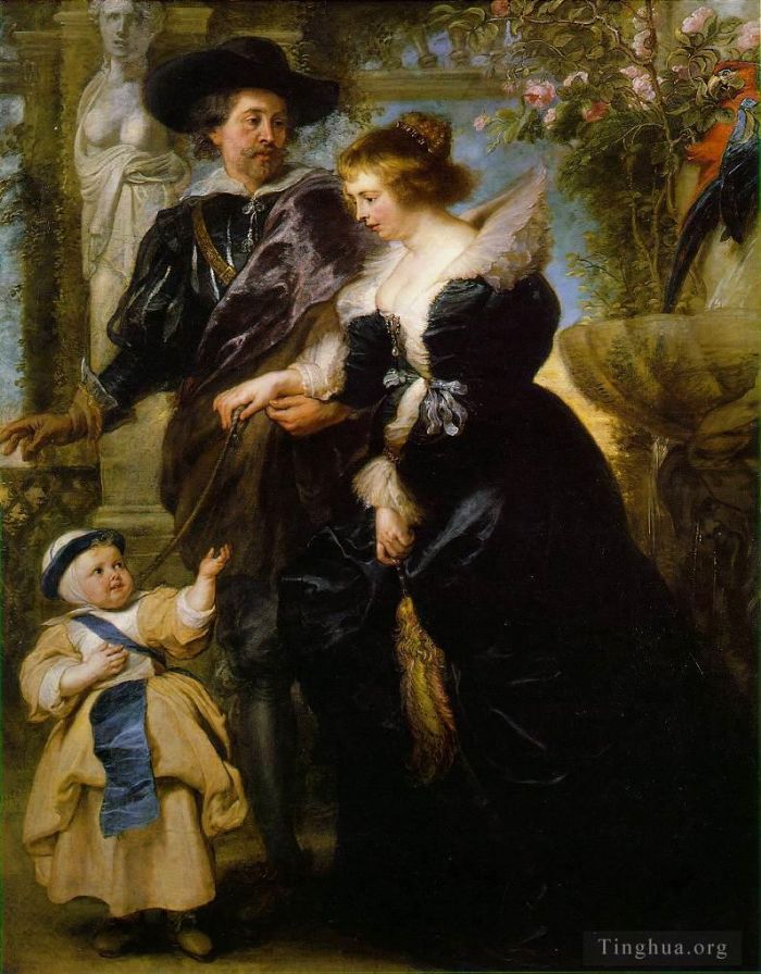 Peter Paul Rubens Oil Painting - Rubens His Wife Helena Fourment and Their Son Frans