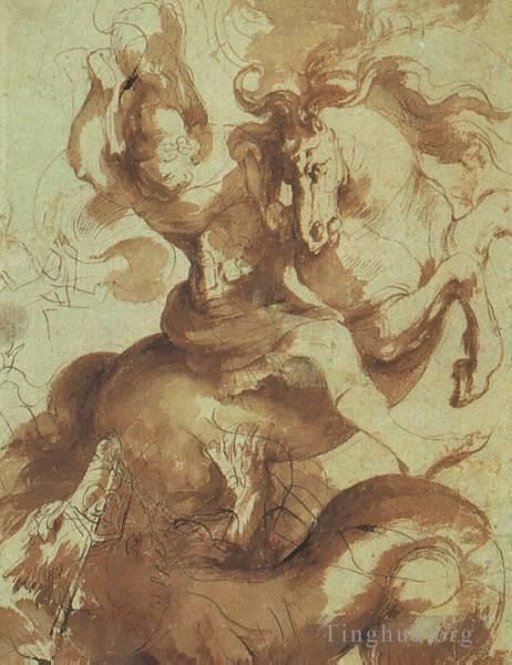 Peter Paul Rubens Oil Painting - St George Slaying the Dragon Pen
