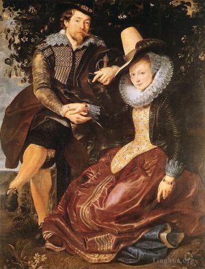 Artist Peter Paul Rubens's Work - The Honeysuckle Bower (The Artist and His First Wife Isabella Brant in the Honeysuckle Bower)