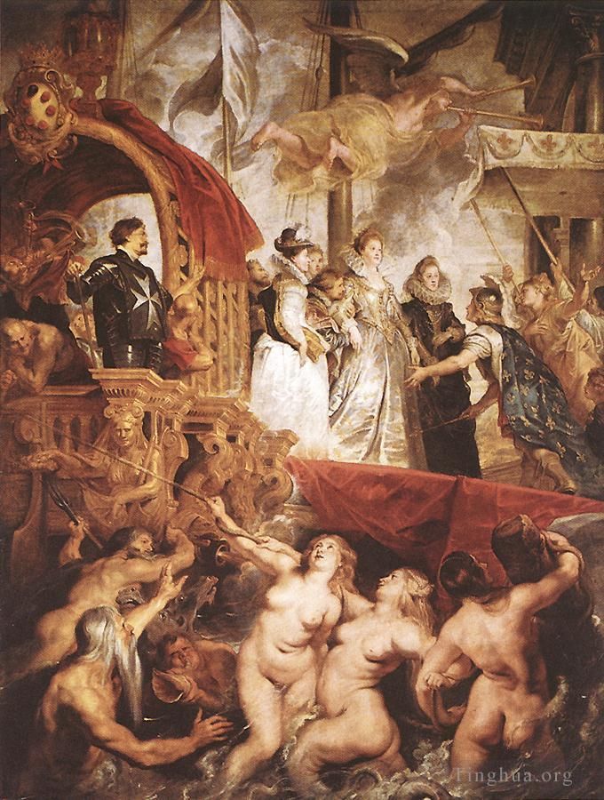 Peter Paul Rubens Oil Painting - The Landing of Marie de Medici at Marseilles
