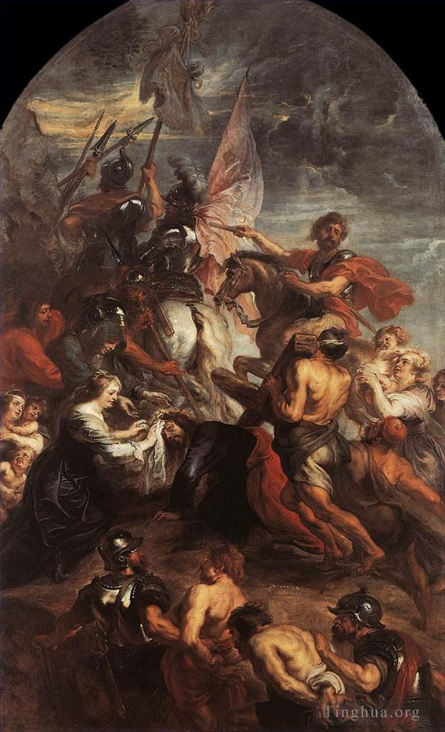 Oil painting Peter Paul Rubens St George with St Maurus and Papianus & angels 