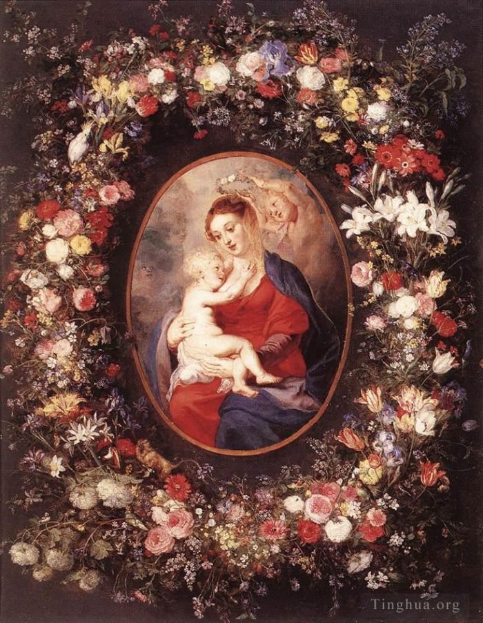 Peter Paul Rubens Oil Painting - The Virgin and Child in a Garland of Flower