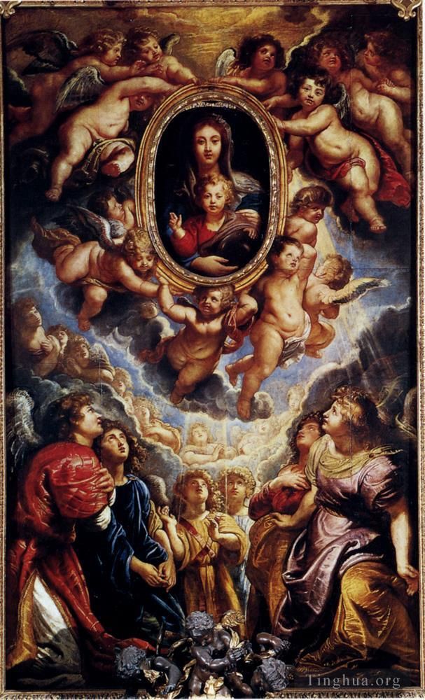 Peter Paul Rubens Oil Painting - Virgin And Child Adored By Angels