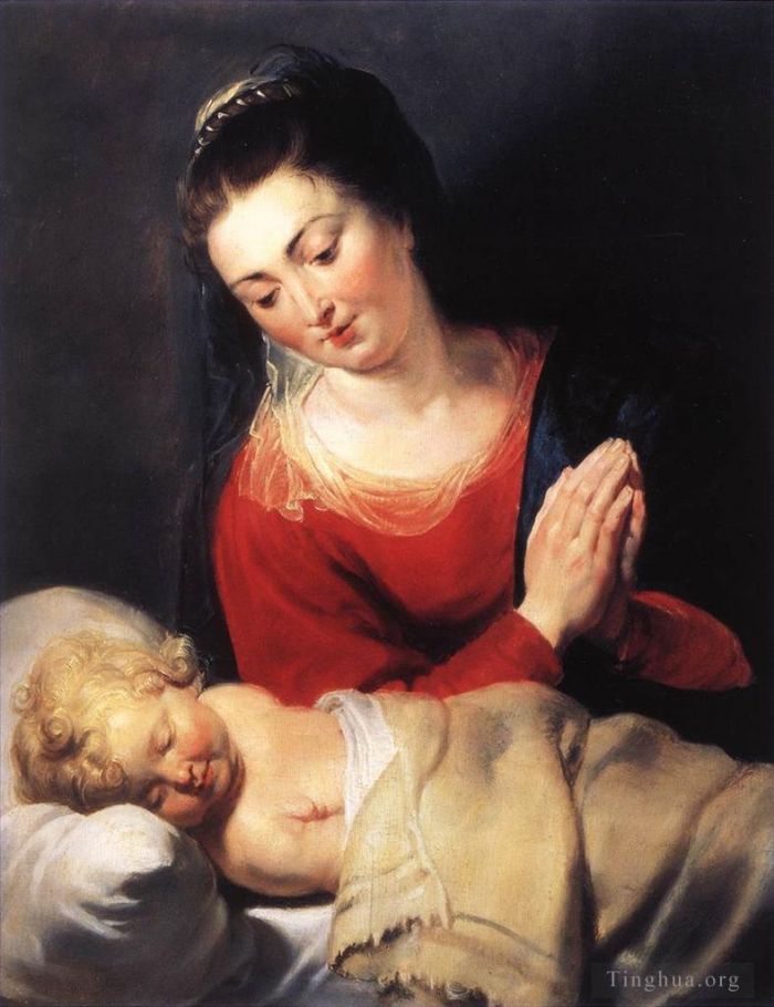 Peter Paul Rubens Oil Painting - Virgin in Adoration before the Christ Child