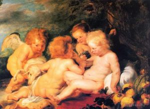 Artist Peter Paul Rubens's Work - Christ and St. John with Angels