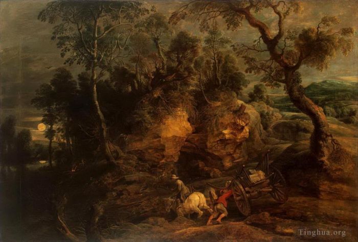 Peter Paul Rubens Oil Painting - Landscape with stone carriers