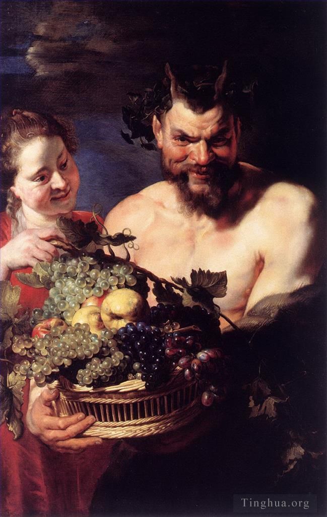 Peter Paul Rubens Oil Painting - Satyr and girl