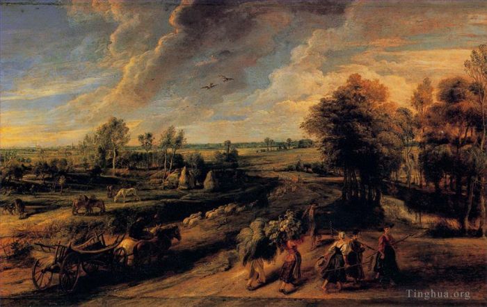 Peter Paul Rubens Oil Painting - The return of the farm workers from the fields