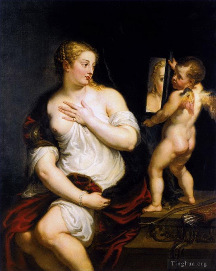 Peter Paul Rubens Oil Painting - Venus and Cupid (Venus at her Toilet)