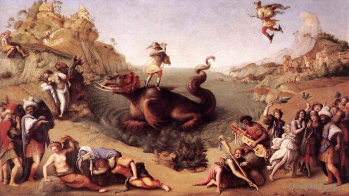 Piero di Cosimo Oil Painting - Perseus Frees Andromeda 1515