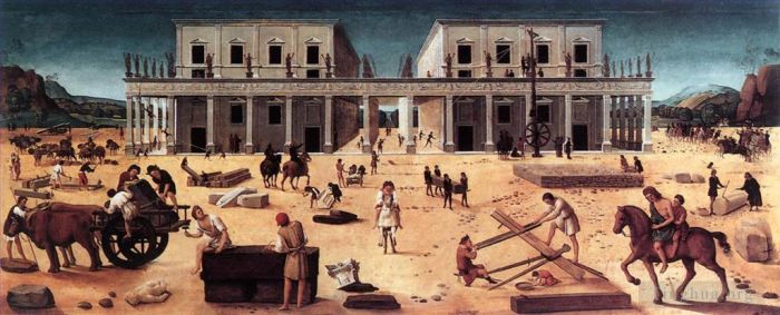 Piero di Cosimo Oil Painting - The Building of a Palace 1515