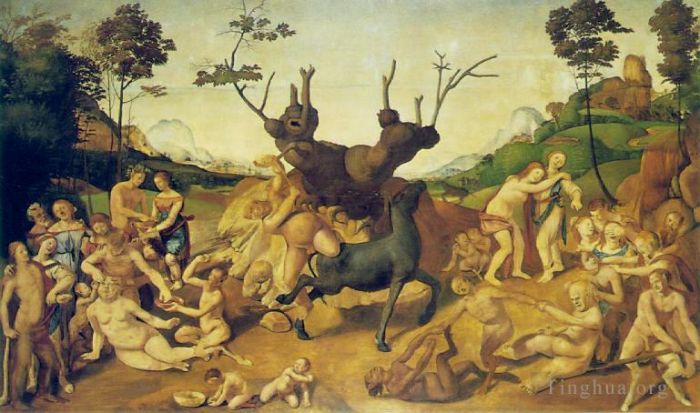 Piero di Cosimo Oil Painting - The Misfortunes of Silenus 1505