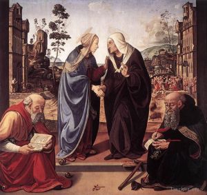 Artist Piero di Cosimo's Work - The Visitation with Sts Nicholas and Anthony 1489