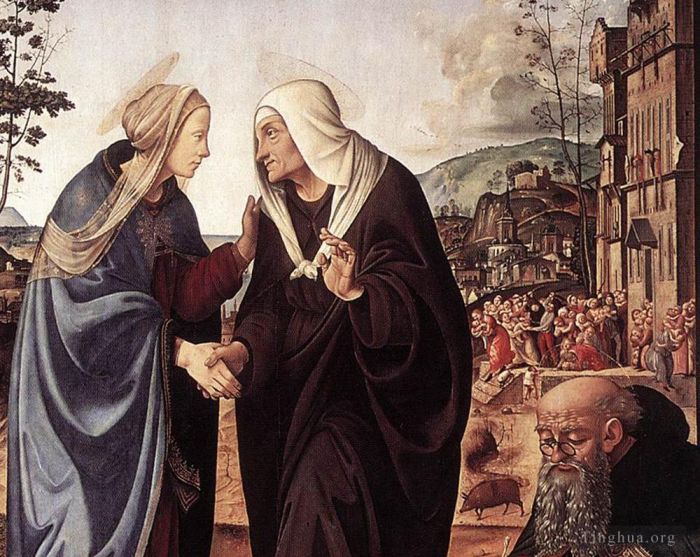 Piero di Cosimo Oil Painting - The Visitation with Sts Nicholas and Anthony 148dt1