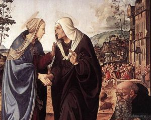 Artist Piero di Cosimo's Work - The Visitation with Sts Nicholas and Anthony 148dt1