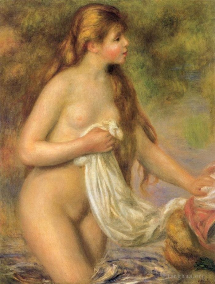 Pierre-Auguste Renoir Oil Painting - Bather with Long Hair