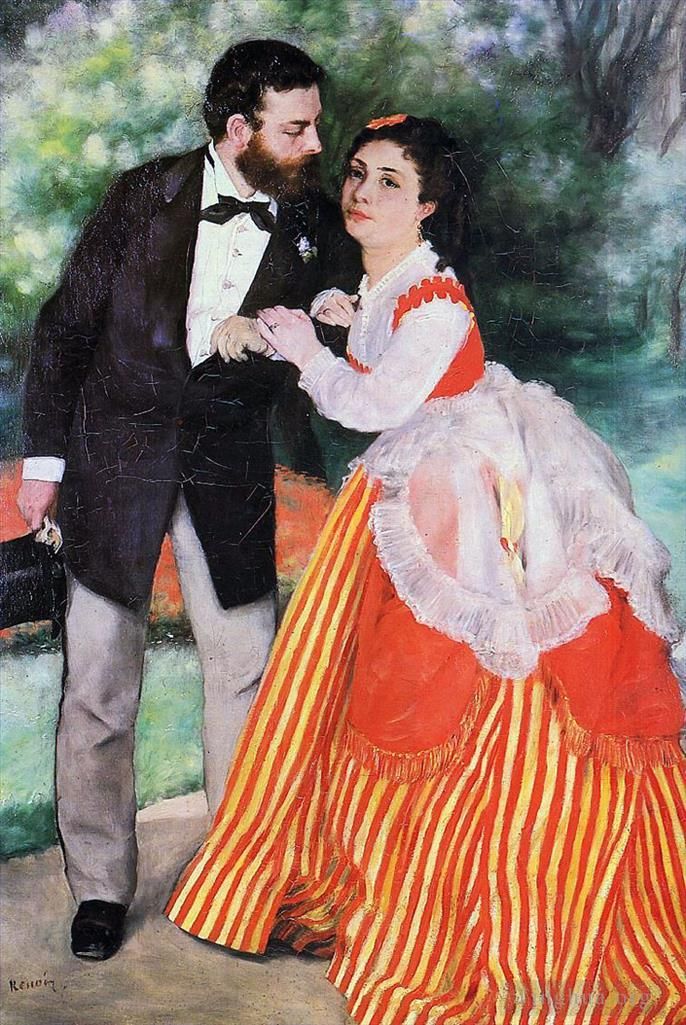 Pierre-Auguste Renoir Oil Painting - Portrait of Alfred and Marie Sisley