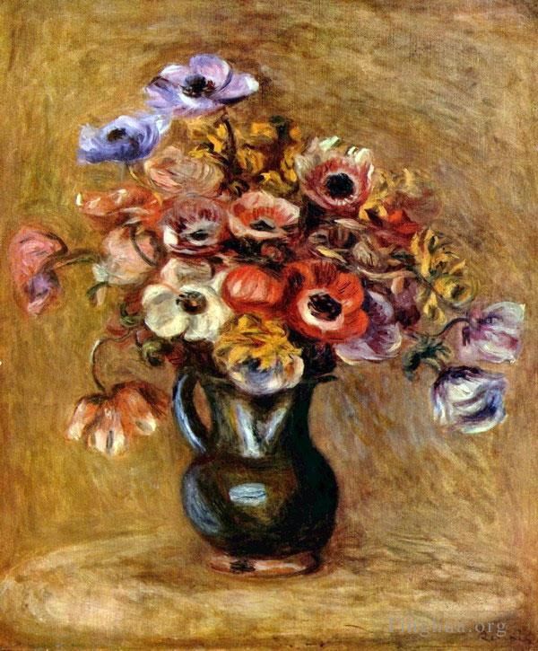 Pierre-Auguste Renoir Oil Painting - Anemones flower