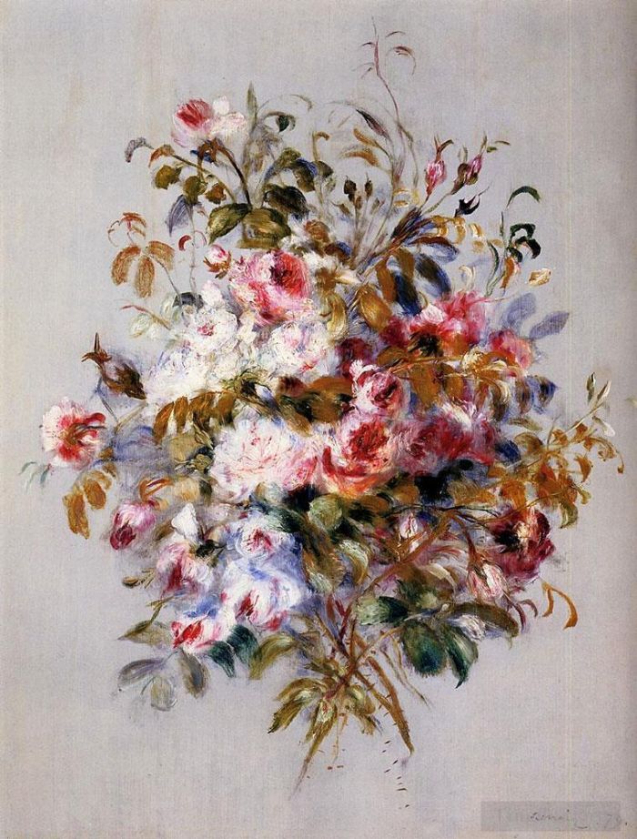 Pierre-Auguste Renoir Oil Painting - Bouquet of roses flower