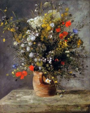 Artist Pierre-Auguste Renoir's Work - Flowers in a vase 1866