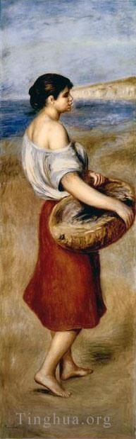 Pierre-Auguste Renoir Oil Painting - Girl with a basket of fish