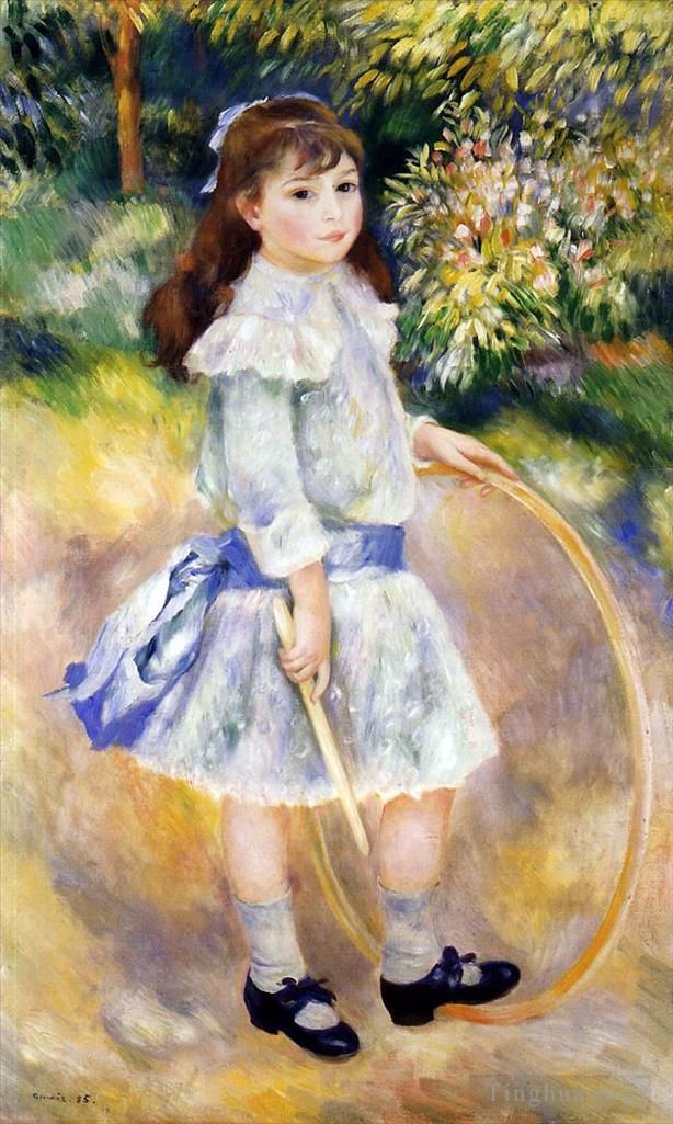 Pierre-Auguste Renoir Oil Painting - Girl with a hoop